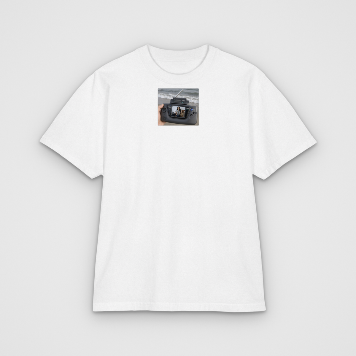 Game Gear Beach Meme Parody T, white