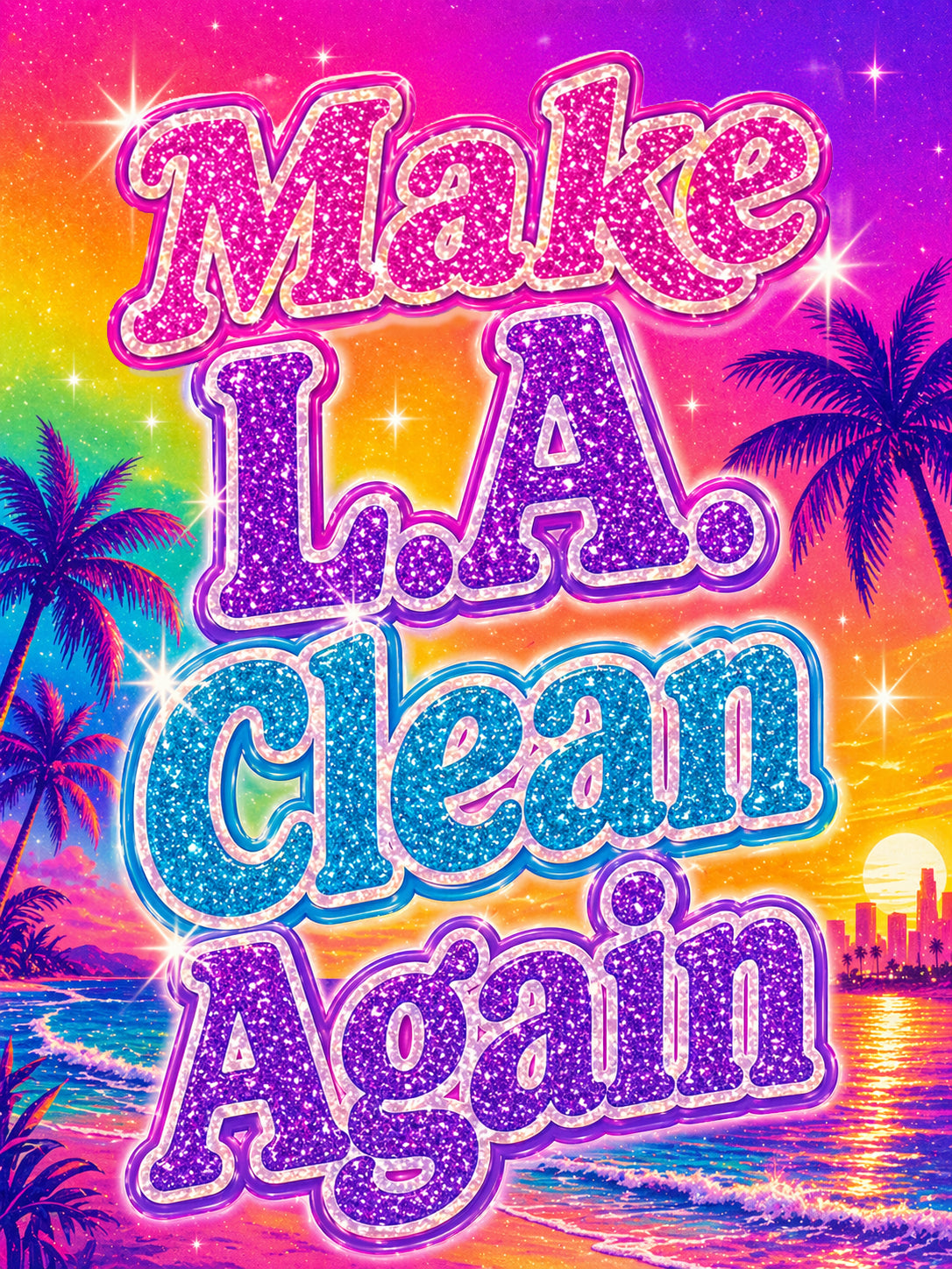 LA Clean T Make L.A. Clean Again vaporwave graphic