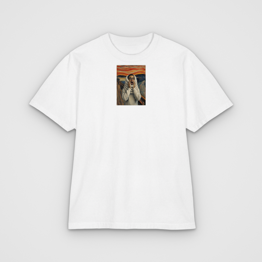 The Scream Giant Knit Sweater Art Parody T, white