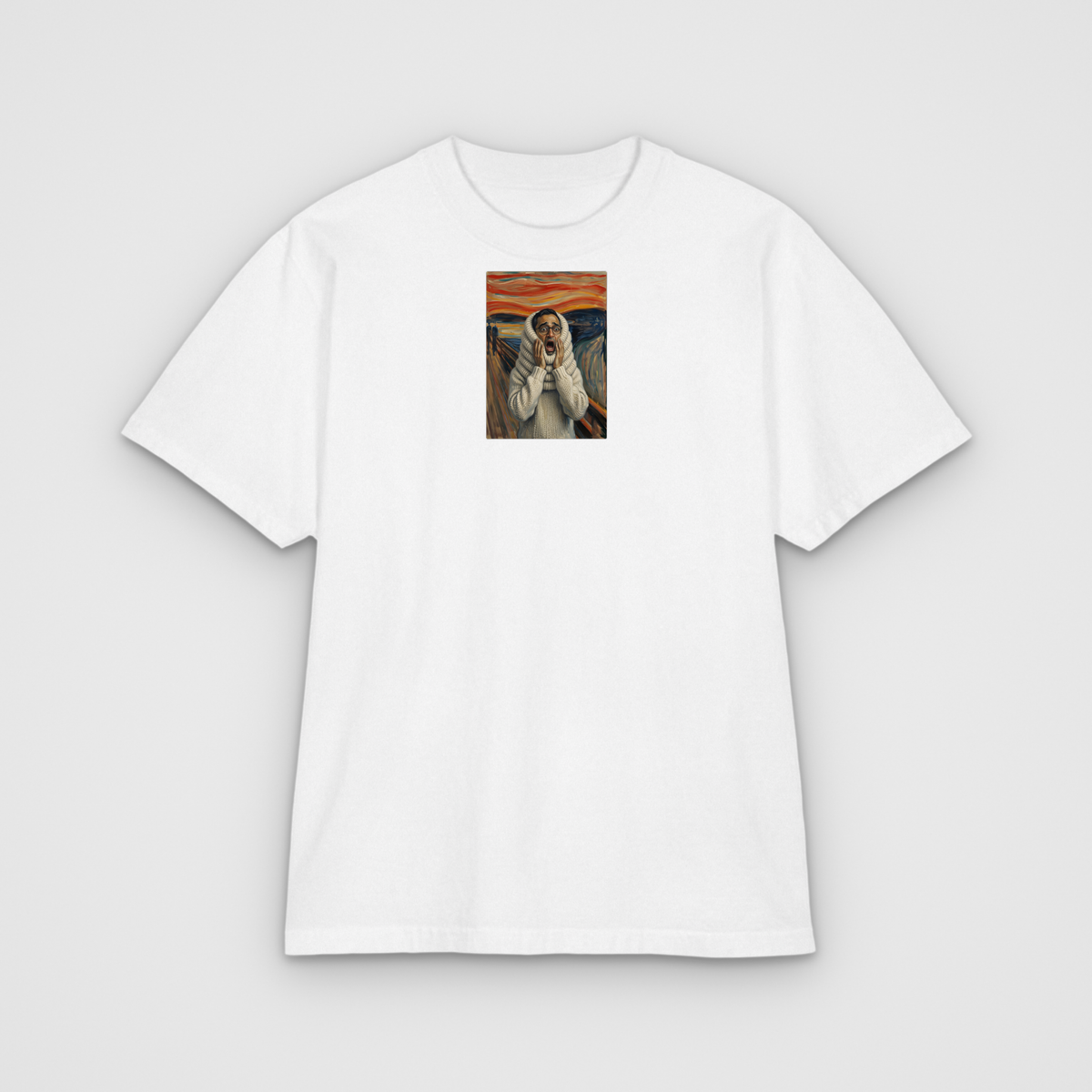 The Scream Giant Knit Sweater Art Parody T, white