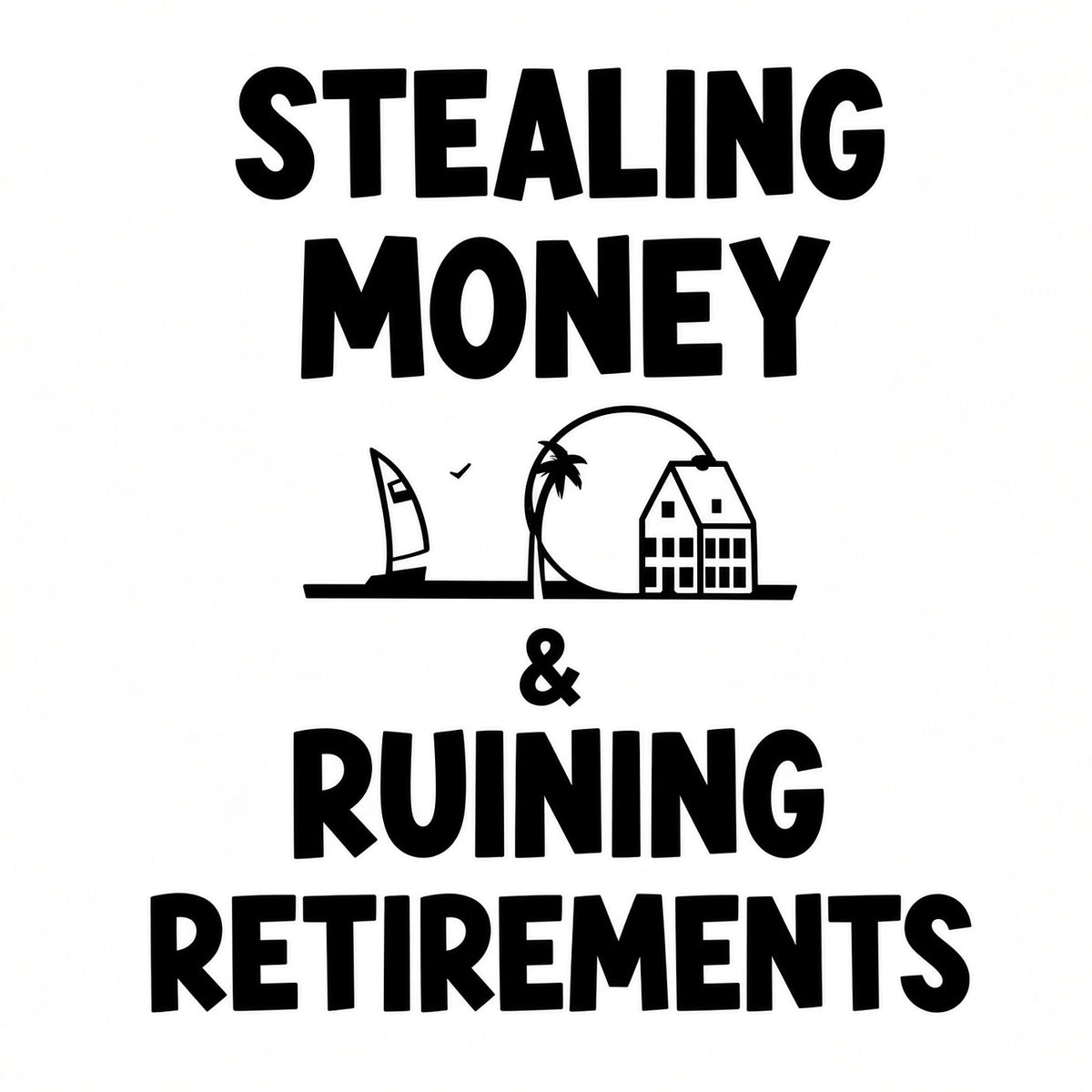 SMRR T black and white satirical beach house graphic