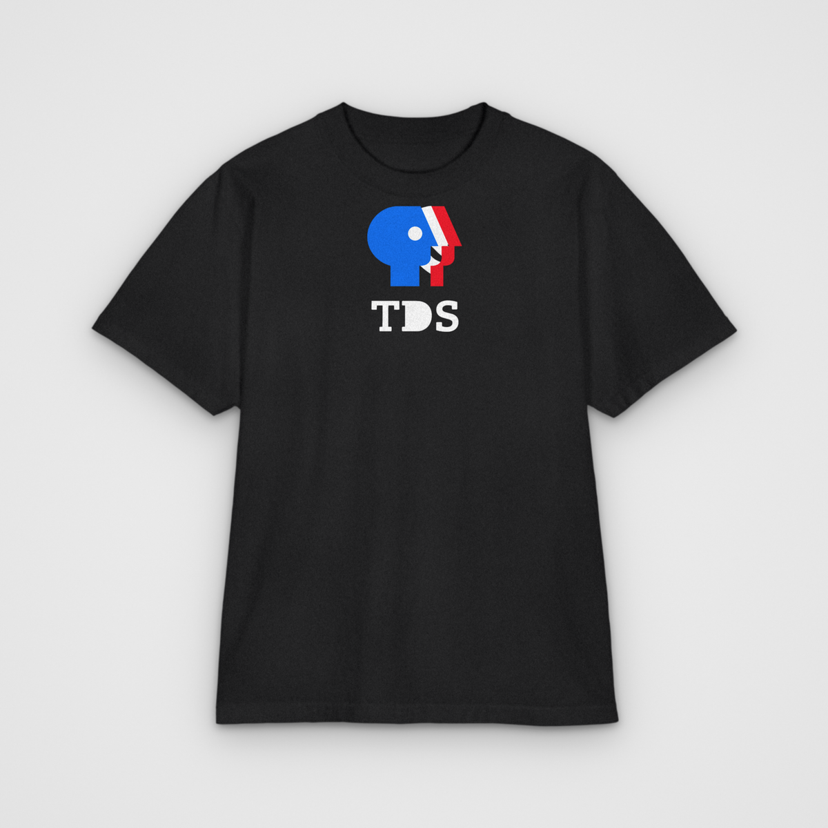 TDS, black tee, front